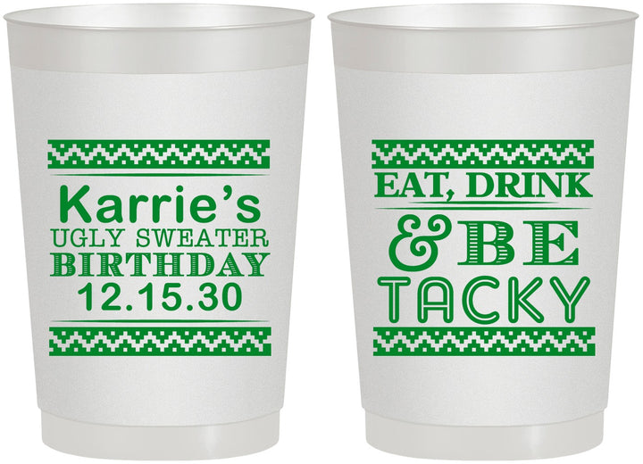 Personalized Birthday 22 oz Frosted Cups - Christmas Eat Drink Tacky | 20137