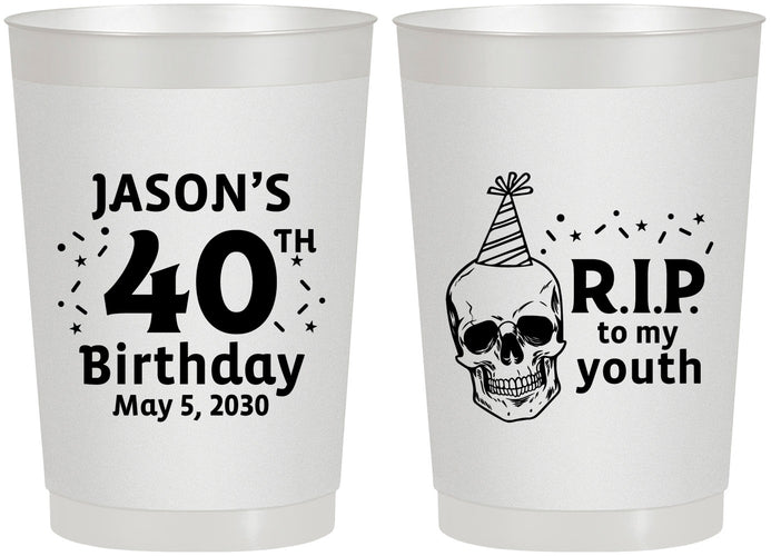 Personalized Birthday 22 oz Frosted Cups - 40th Rip Youth | 20141