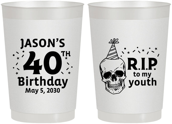 Personalized Birthday 22 oz Frosted Cups - 40th Rip Youth | 20141
