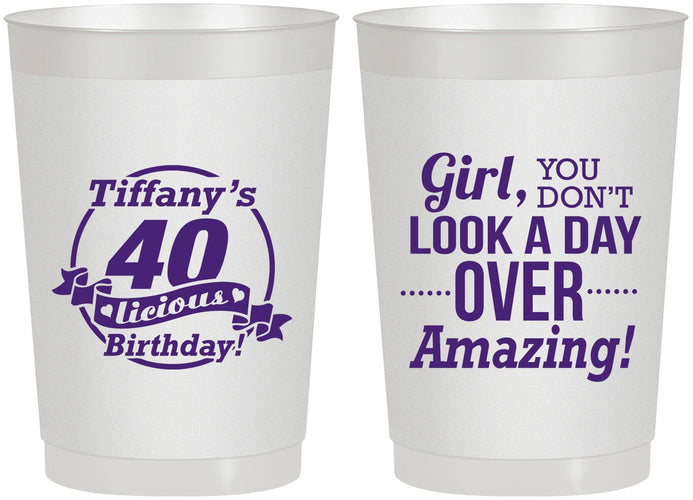 Personalized Birthday 22 oz Frosted Cups - 40th | 20153