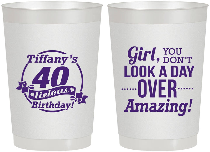 Personalized Birthday 22 oz Frosted Cups - 40th | 20153