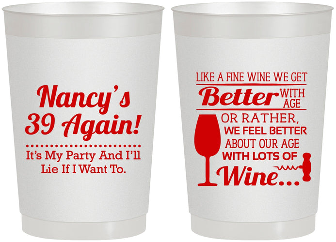 Personalized Birthday 22 oz Frosted Cups - 40th Wine | 20154