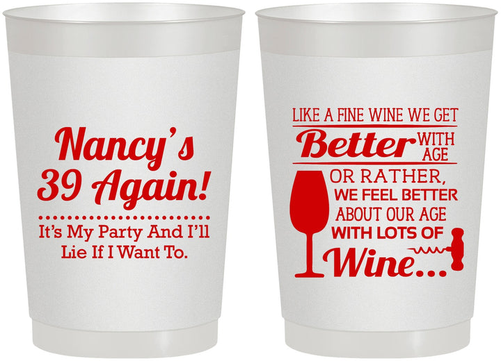 Personalized Birthday 22 oz Frosted Cups - 40th Wine | 20154