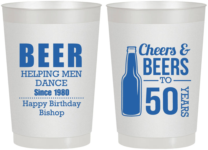 Personalized Birthday 22 oz Frosted Cups - Cheers Beers To 50 Years | 20160