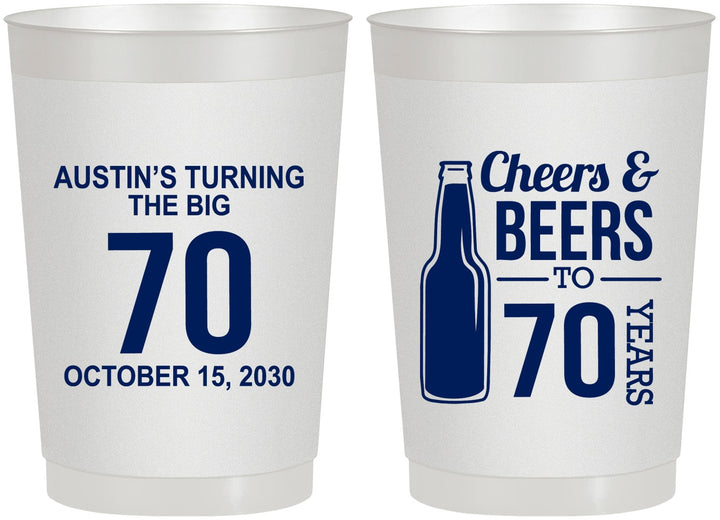 Personalized Birthday 22 oz Frosted Cups - Cheers Beers To 70 Years | 20161