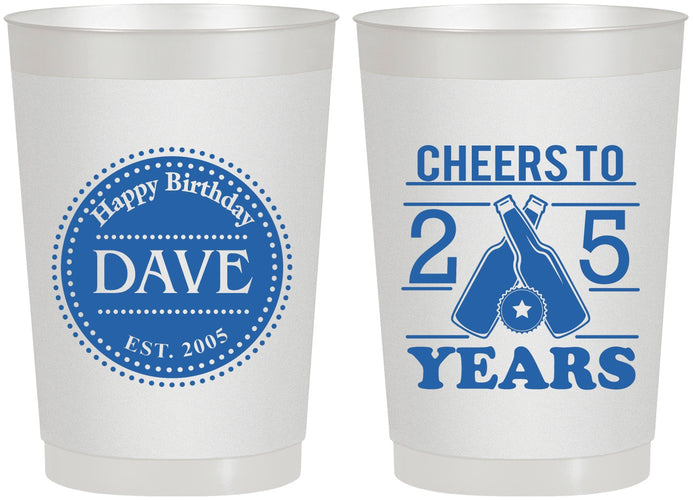 Personalized Birthday 22 oz Frosted Cups - Cheers To 25 Years | 20164