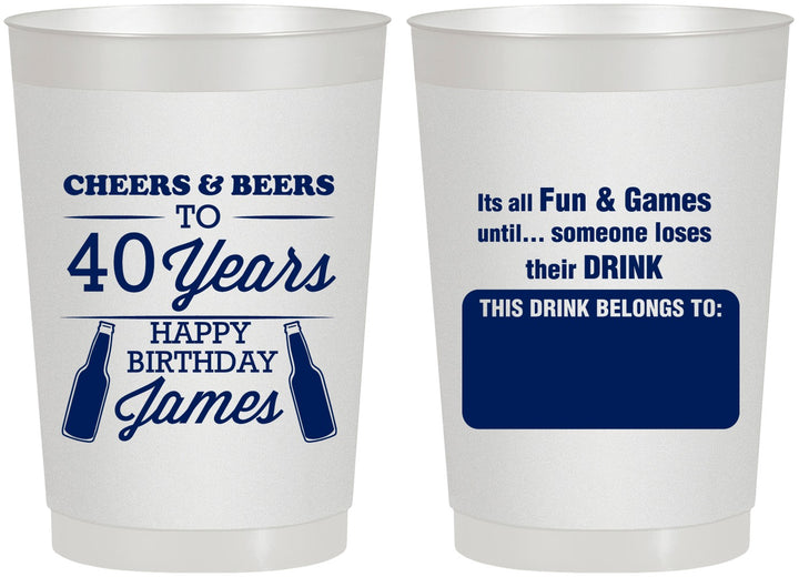 Personalized Birthday 22 oz Frosted Cups - Cheers Beers To 40 Years | 20165