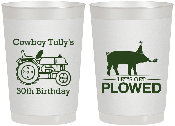 Personalized Birthday 22 oz Frosted Cups - 30th Get Plowed | 20166