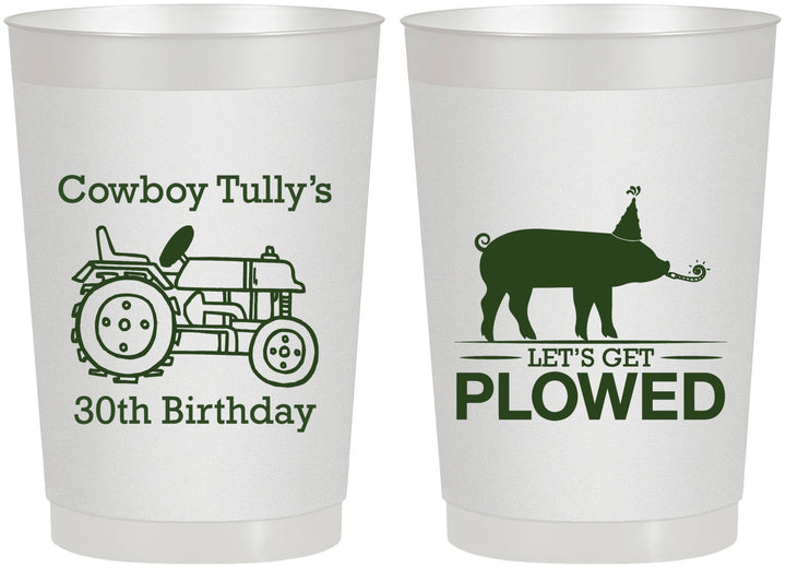 Personalized Birthday 22 oz Frosted Cups - 30th Get Plowed | 20166
