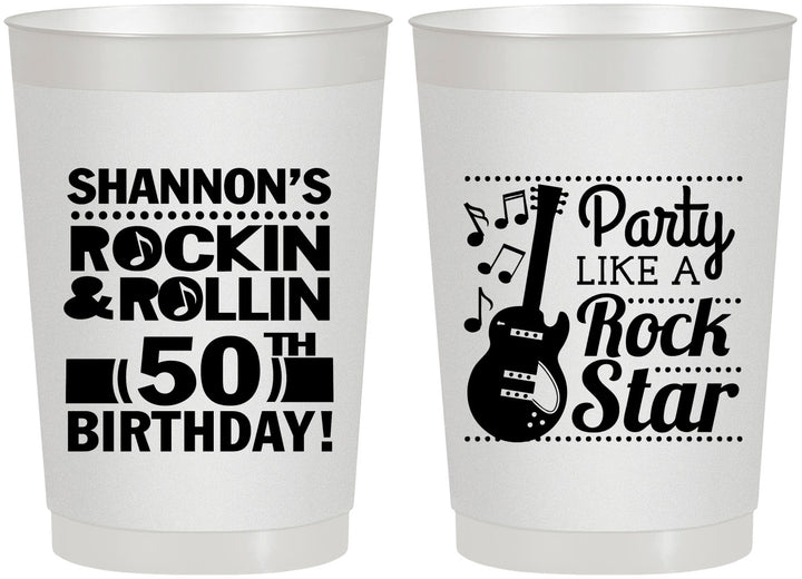 Personalized Birthday 22 oz Frosted Cups - 50th Rock Star | 20173