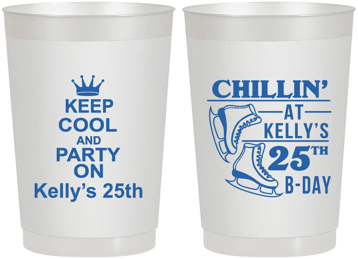 Personalized Birthday 22 oz Frosted Cups - 25th Ice Scating | 20185