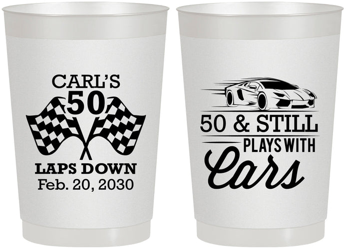 Personalized Birthday 22 oz Frosted Cups - 50th Race Car | 20187