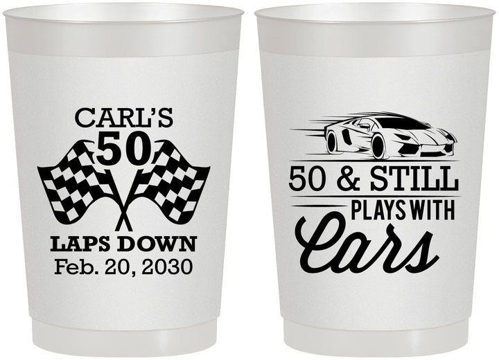 Personalized Birthday 22 oz Frosted Cups - 50th Race Car | 20187