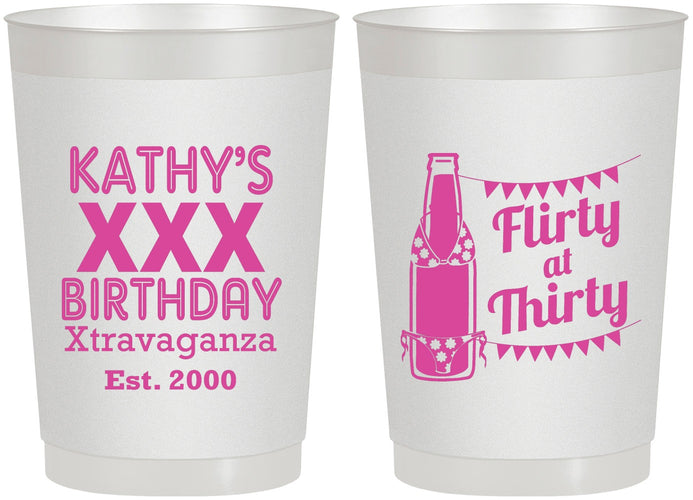 Personalized Birthday 22 oz Frosted Cups - 30th Flirty At Thirty | 20191