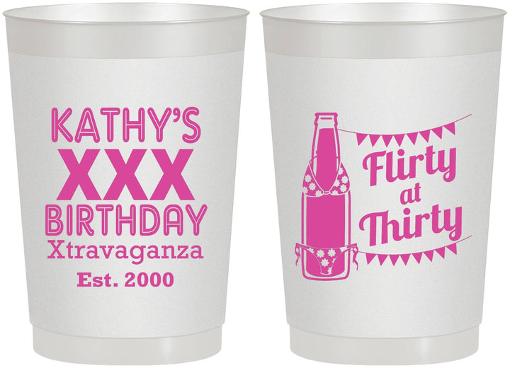 Personalized Birthday 22 oz Frosted Cups - 30th Flirty At Thirty | 20191