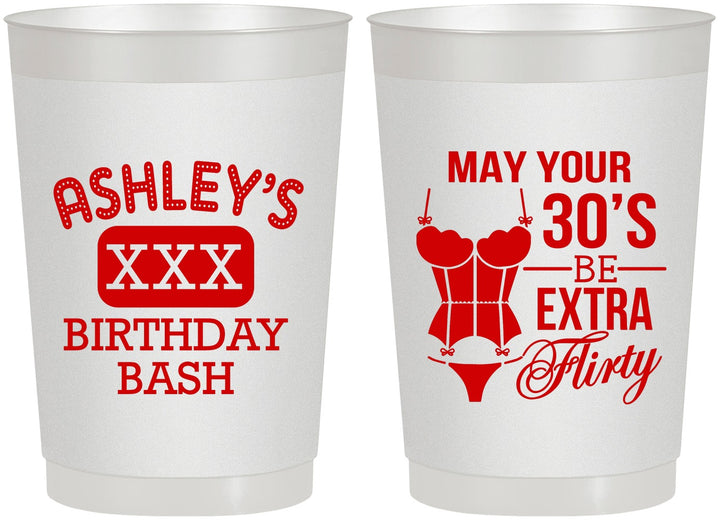 Personalized Birthday 22 oz Frosted Cups - 30th Flirty At Thirty | 20192