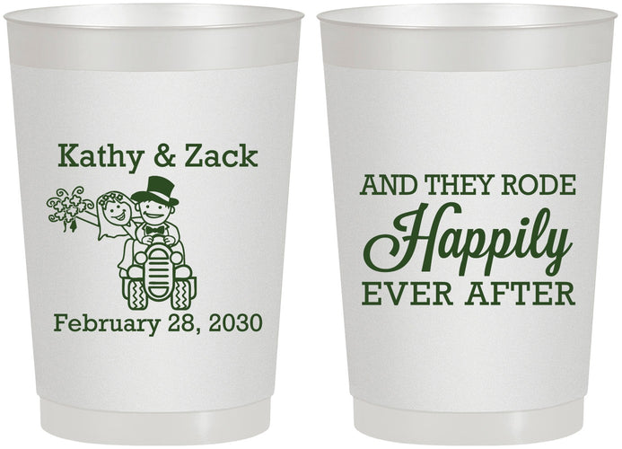 Personalized Wedding 22 oz Frosted Cups - Happily Ever After Tractor | 202