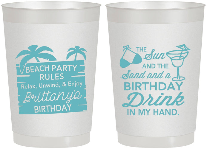 Personalized Birthday 22 oz Frosted Cups - Beach | 20201