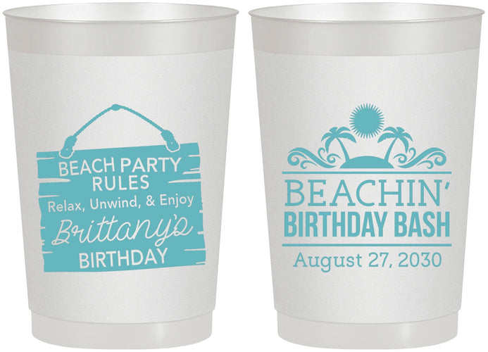 Personalized Birthday 22 oz Frosted Cups - Beach | 20211