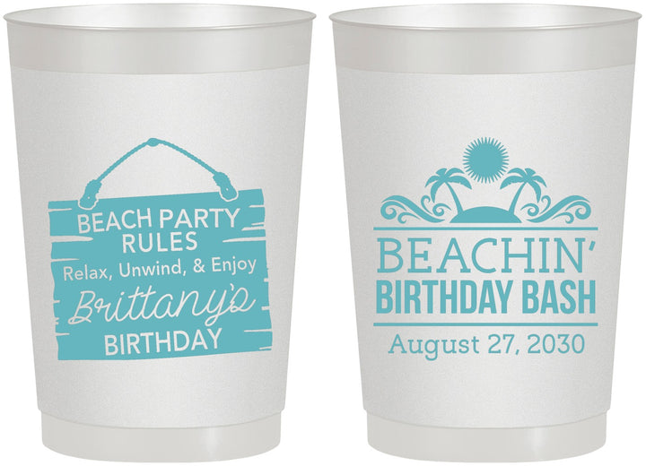 Personalized Birthday 22 oz Frosted Cups - Beach | 20211