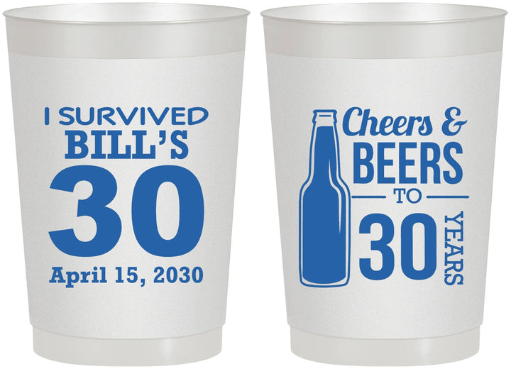 Personalized Birthday 22 oz Frosted Cups - Cheers Beers To 30 Years | 20214