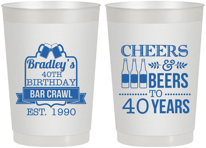 Personalized Birthday 22 oz Frosted Cups - Cheers Beers To 40 Years | 20216