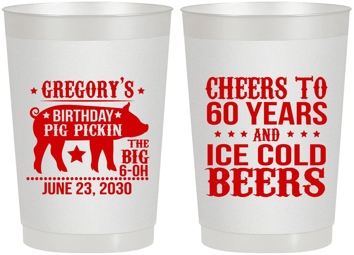 Personalized Birthday 22 oz Frosted Cups - 60th Barbeque Bbq | 20217