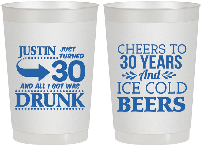 Personalized Birthday 22 oz Frosted Cups - Cheers To 30 Years | 20219