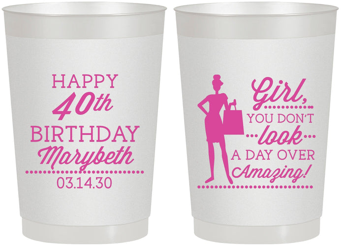 Personalized Birthday 22 oz Frosted Cups - 40th | 20223