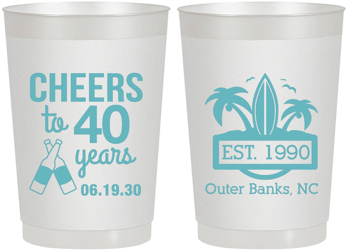 Personalized Birthday 22 oz Frosted Cups - 40th Beach | 20226