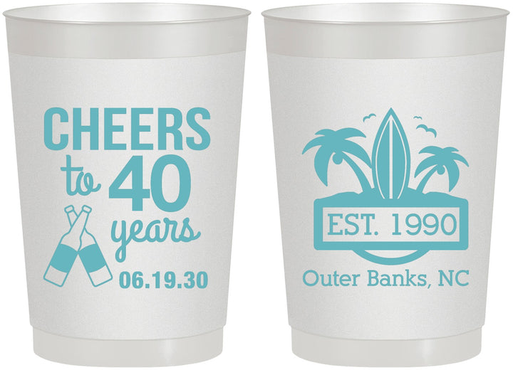 Personalized Birthday 22 oz Frosted Cups - 40th Beach | 20226