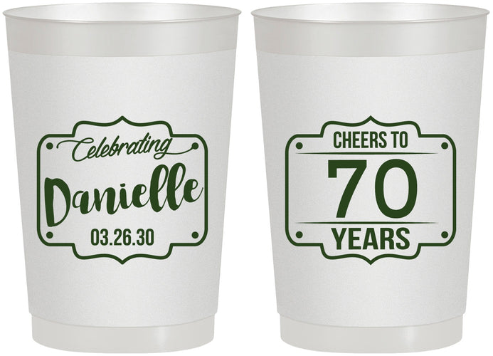 Personalized Birthday 22 oz Frosted Cups - Cheers To 70 Years | 20227