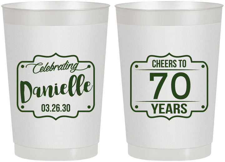 Personalized Birthday 22 oz Frosted Cups - Cheers To 70 Years | 20227