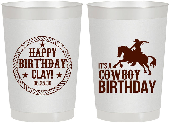 Personalized Birthday 22 oz Frosted Cups - Cowboy | 20229