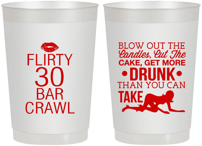 Personalized Birthday 22 oz Frosted Cups - 30th Bar Crawl | 20233