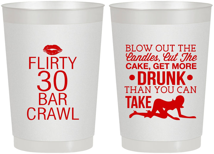 Personalized Birthday 22 oz Frosted Cups - 30th Bar Crawl | 20233