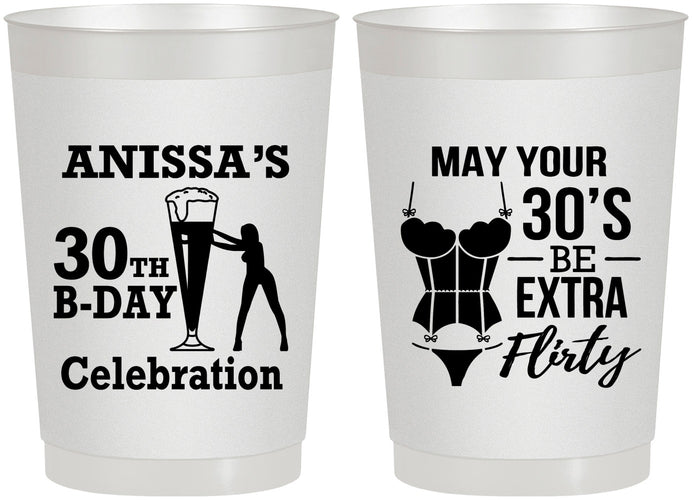 Personalized Birthday 22 oz Frosted Cups - 30th Flirty At Thirty | 20236