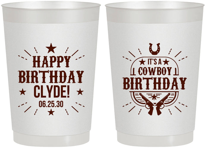 Personalized Birthday 22 oz Frosted Cups - Cowboy | 20244