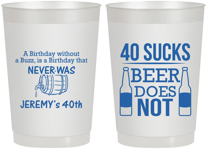 Personalized Birthday 22 oz Frosted Cups - 40th | 20247