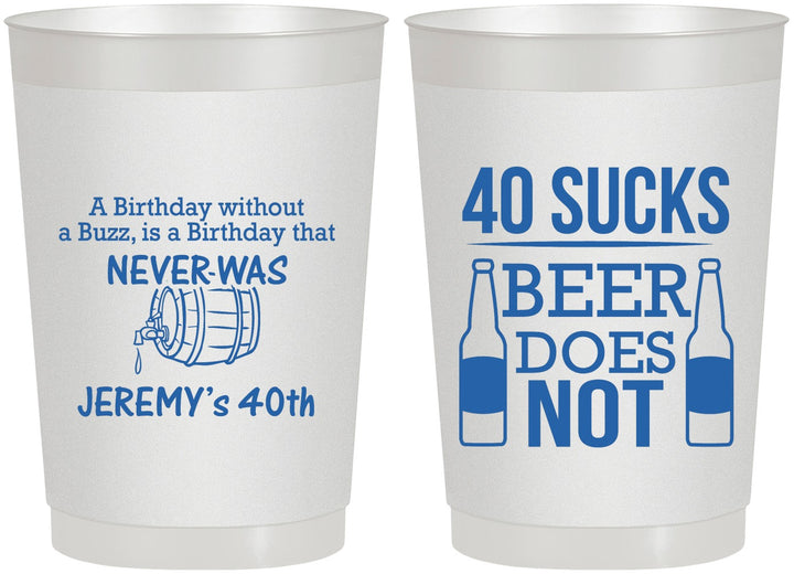 Personalized Birthday 22 oz Frosted Cups - 40th | 20247