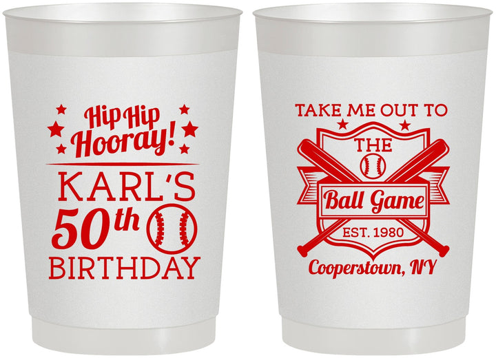 Personalized Birthday 22 oz Frosted Cups - 50th Baseball | 20252