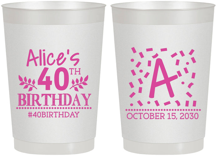 Personalized Birthday 22 oz Frosted Cups - 40th | 20258
