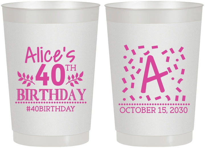 Personalized Birthday 22 oz Frosted Cups - 40th | 20258