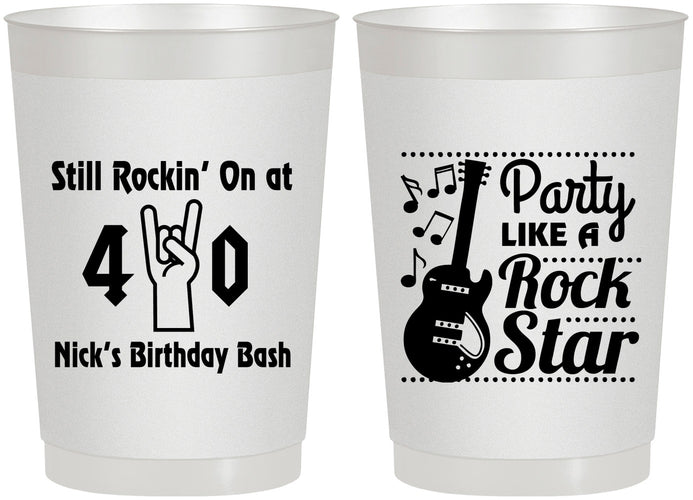 Personalized Birthday 22 oz Frosted Cups - 40th Rock Star | 20266