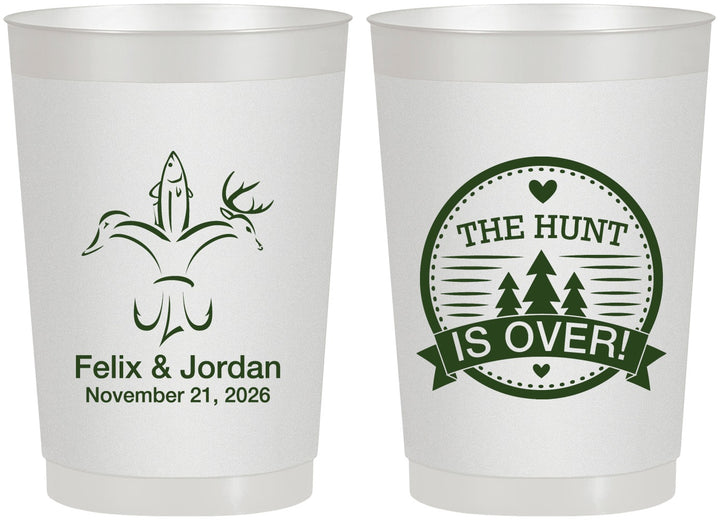 Personalized Wedding 22 oz Frosted Cups - The Hunt Is Over | 203
