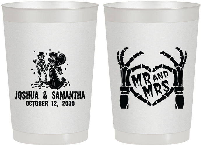 Personalized Wedding 22 oz Frosted Cups - Mr And Mrs Skeleton | 204