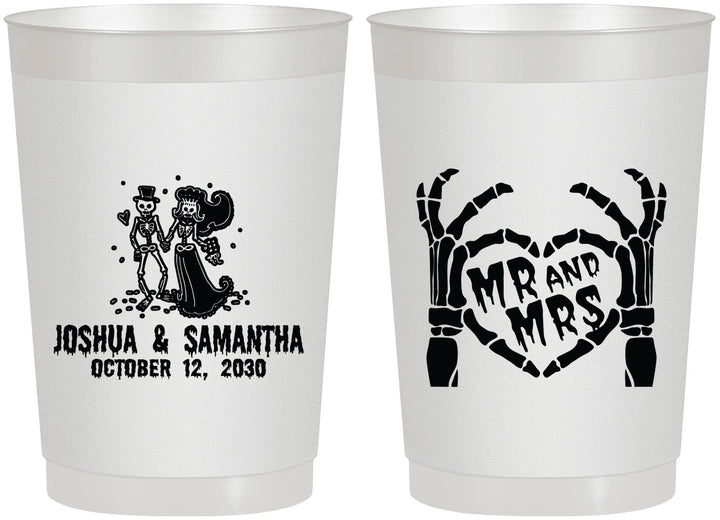 Personalized Wedding 22 oz Frosted Cups - Mr And Mrs Skeleton | 204