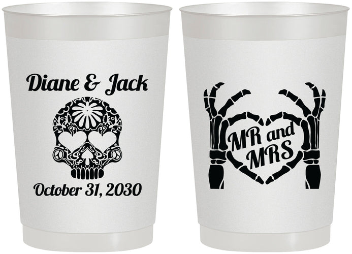 Personalized Wedding 22 oz Frosted Cups - Mr And Mrs Sugar Skull | 205