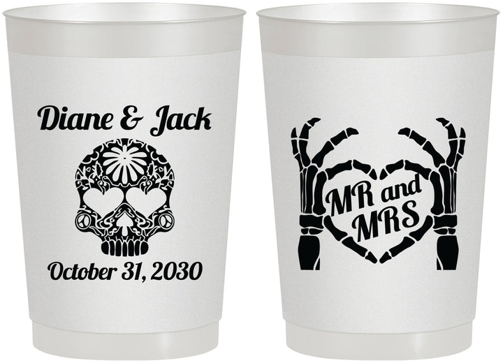 Personalized Wedding 22 oz Frosted Cups - Mr And Mrs Sugar Skull | 205