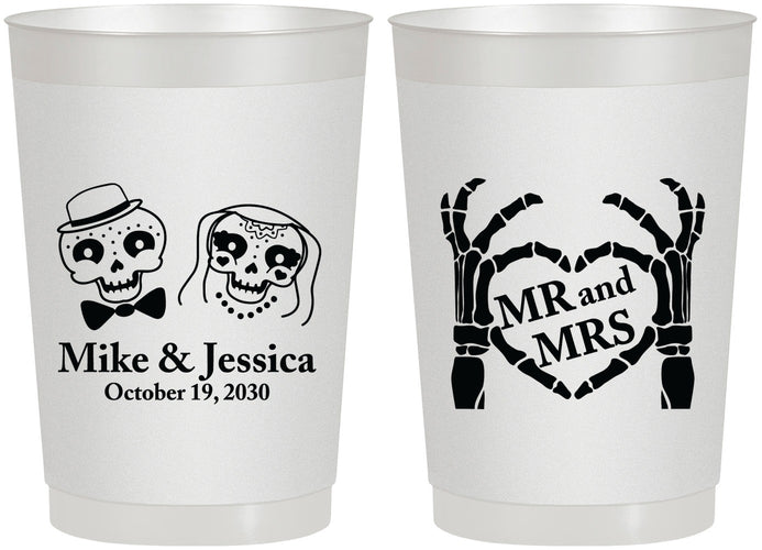 Personalized Wedding 22 oz Frosted Cups - Mr And Mrs Halloween | 206
